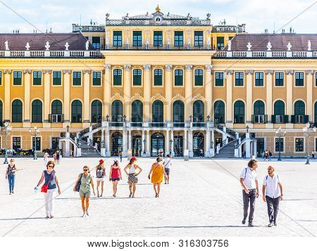 Vienna, Austria - 23 July, 2019: Schonbrunn Palace, German: Schloss Schonbrun, Baroque Summer Reside