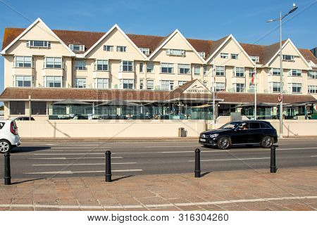 St Helier, Jersey, United Kingdom, - 07, 24, 2019: Front View Of The Grand Jersey Hotel And Spa