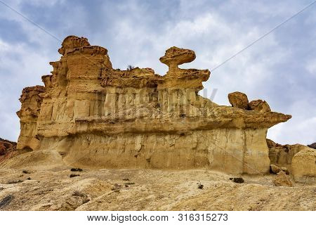 View Of The Erosions Of Bolnuevo, Las Gredas, Mazarron. Murcia, Spain