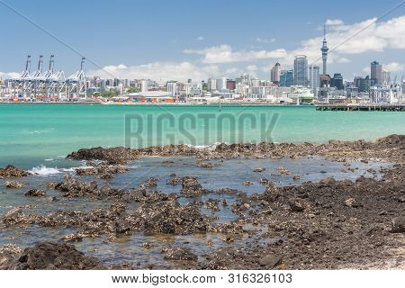 Auckland, New Zealand - December 9, 2012: Auckland Waterfront And Skyline From Devonport Suburb