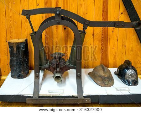 Lodeynoe Pole, Russia - March 29, 2019: Fire Hand Water Pump