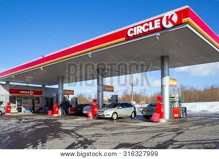 Murmansk, Russia - March 30, 2019: Gas Station 