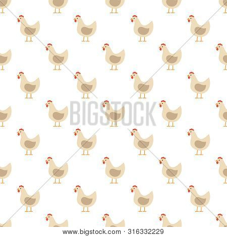 Vector Seamless Pattern With Hens. Easter Day Background.