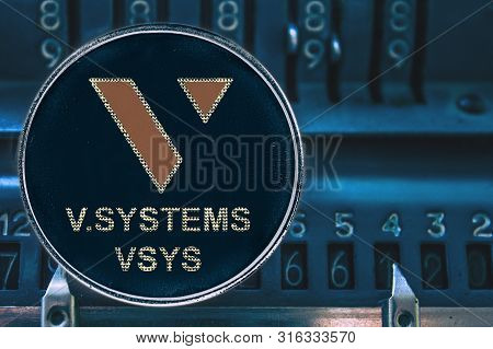 Coin Cryptocurrency Vsys Vsystems Token And The Numbers Of The Arithmometer.