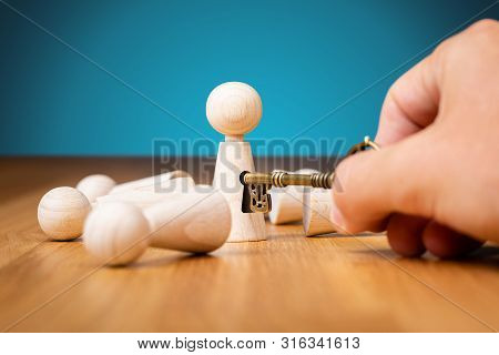 Coach Unlock Potential - Motivation To Personal Development Concept. Coach (manager, Mentor, Hr Spec