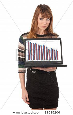 Young Cute Business Woman With Laptop