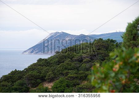 Sea In Cloudy Weather. Calm Sea. View Of The Sea From A Height. Anapa District. The Vastness Of Russ