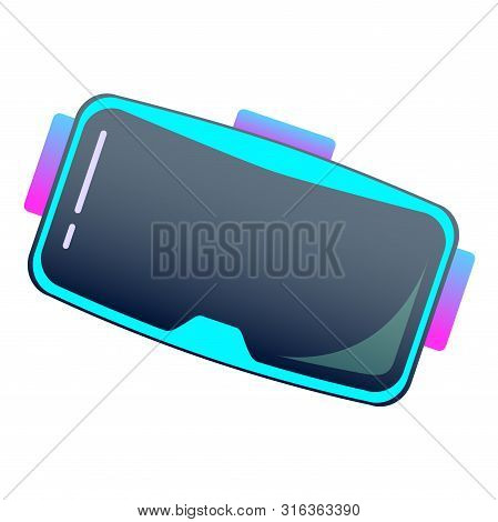 Dark Vr Helmet, Virtual Reality Glasse On An Isolated Background, Bright Flat Icon With Pink And Blu
