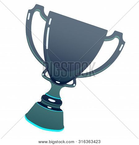 Dark Trophy Esports Cup, Reward Cup On Isolated Background, Flat Icon. White Background Vector