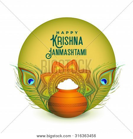Indian Festival Of Happy Janmashtami Greeting Design