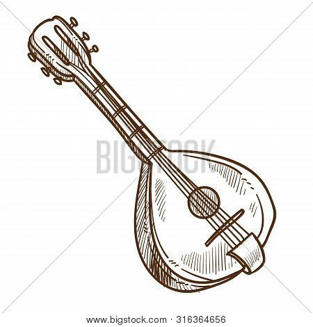 Musical Instrument, Domra Isolated Sketch, Folk Music