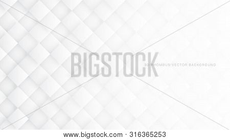 3d Vector Rhombus Blocks Conceptual Sci-fi White Abstract Background. Three Dimensional Science Tech