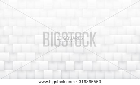 3d Vector Squares Technologic White Abstract Background. Science Conceptual Technology Three Dimensi