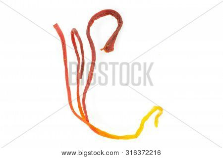 One Whole Glowing Dry Shaffron Thread Flatlay Isolated On White Background