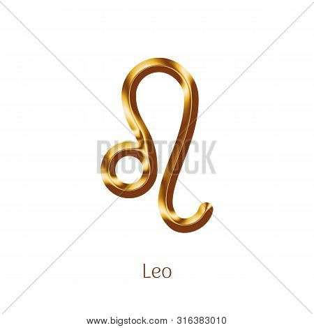 Leo Golden Zodiac Sign Isolated On White Background. Luxury Zodiac Stylized Symbol. Leo Star Sign Fo