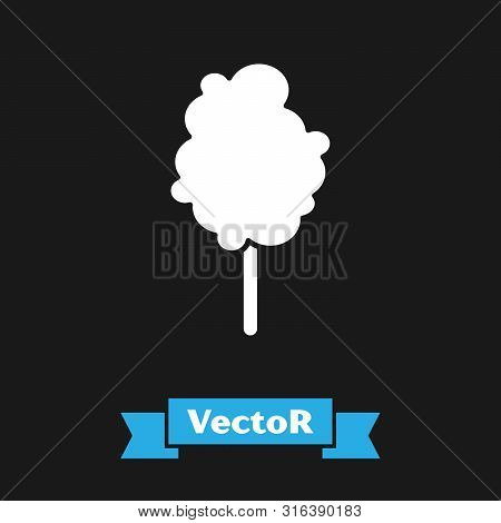 White Cotton Candy Icon Isolated On Black Background. Vector Illustration