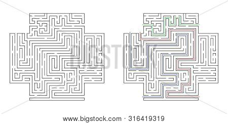 Template Maze Game For Kids On The White Background