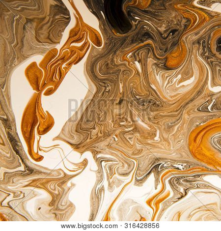 Abstract Painting. Brown Pattern Of Acrilyc Color Splaching On White Background