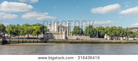London / Uk, July 15th 2019 - Tower Of London View From The River Thames. The Tower Is One Of The Hi