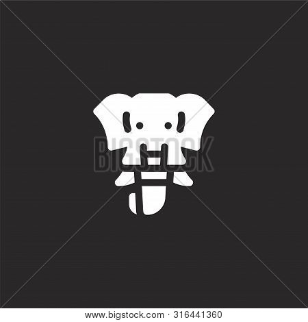 Elephant Icon. Elephant Icon Vector Flat Illustration For Graphic And Web Design Isolated On Black B
