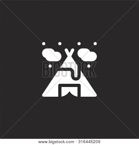 Tent Icon. Tent Icon Vector Flat Illustration For Graphic And Web Design Isolated On Black Backgroun