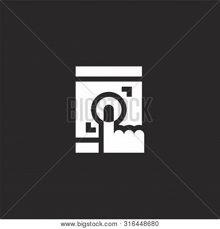 Touch Icon. Touch Icon Vector Flat Illustration For Graphic And Web Design Isolated On Black Backgro