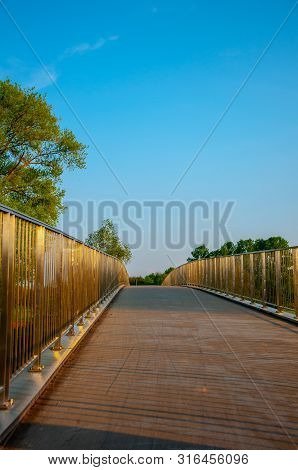 Werrekuss Bridge Across Werre River In The City Of Bad Oeynhausen