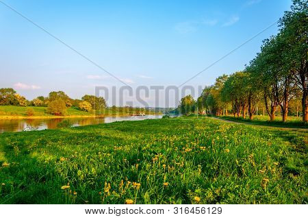 Beautiful Landscape Of The River Werre In The City Of Bad Oeynhausen