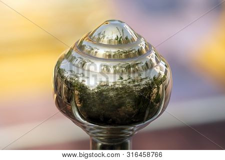 Ancient Pillar Head Refrect Like Mirror Blur Background