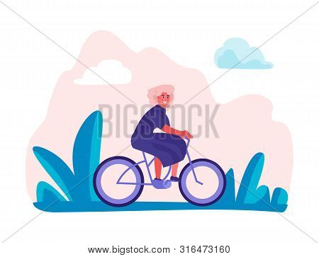Woman Riding Bicycles In Park. Female Holiday Trip, Trendy Enjoyment Cartoon Characters Doing Sport 