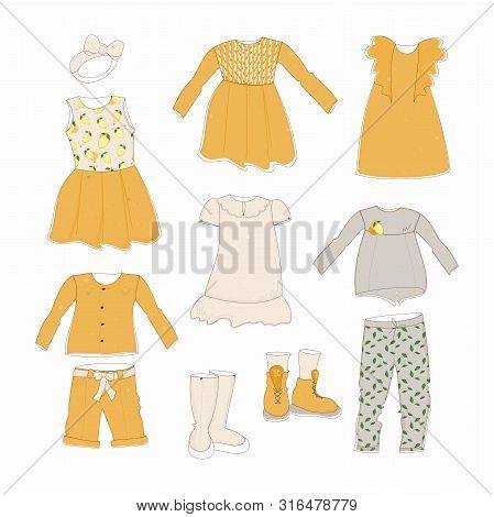 Vector Illustration Set Of Women Clothing  And Shoes  Spring - Summer  Season On White Background
