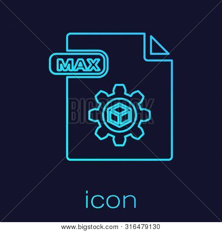 Turquoise Line Max File Document. Download Max Button Icon Isolated On Blue Background. Max File Sym