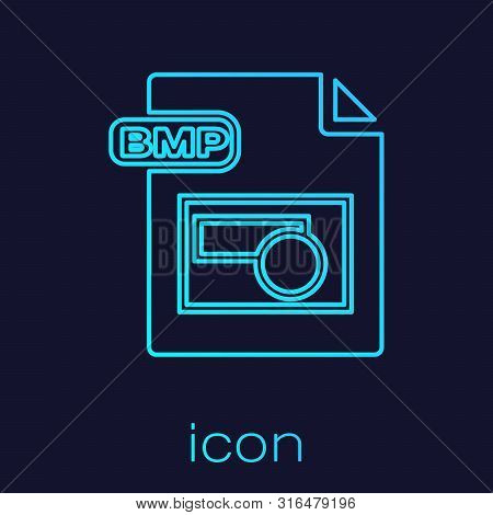 Turquoise Line Bmp File Document. Download Bmp Button Icon Isolated On Blue Background. Bmp File Sym