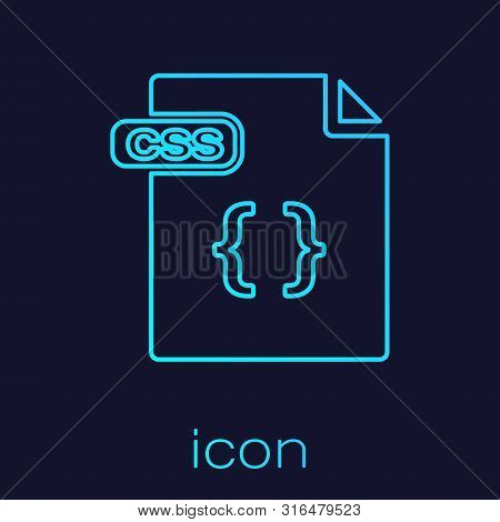 Turquoise Line Css File Document. Download Css Button Icon Isolated On Blue Background. Css File Sym