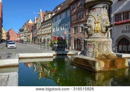 Historical Street Of Rotenburg Ob Der Tauber On Germany