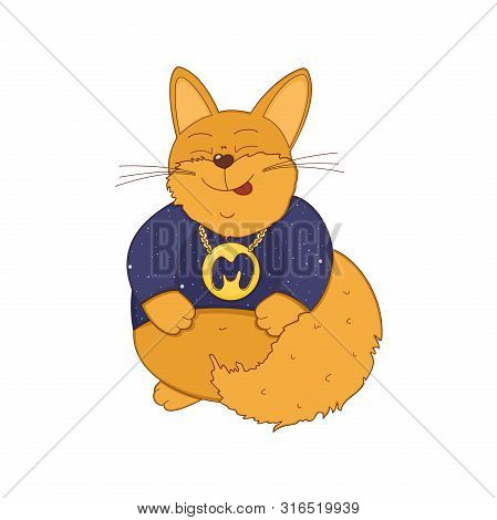 Funny Happy Fox. Cartoon Sketch Animals Illustration.