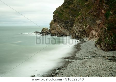 Long Exposure Of The Beach At Heddons Mouth In Devon