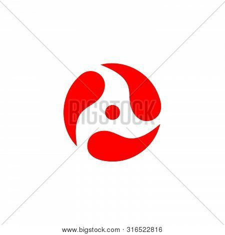 Circle Curves Red Flame Rotation Logo Vector