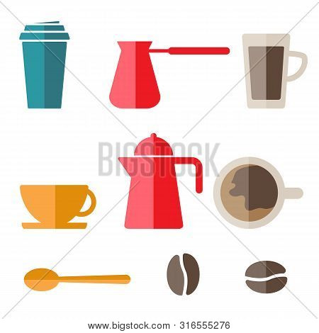 Set Of Coffee And Tea Vector Line Icons. Vector Stock Illustration, Eps 10.