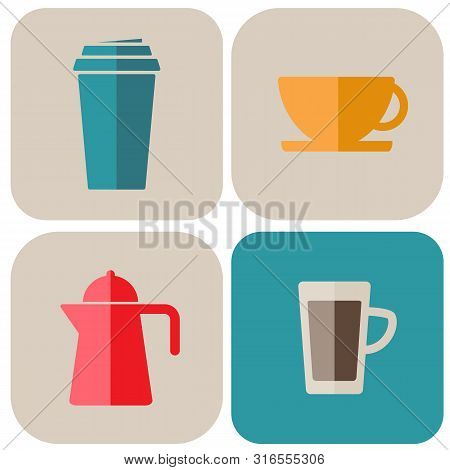 Set Of Coffee And Tea Vector Line Icons. Vector Stock Illustration, Eps 10.