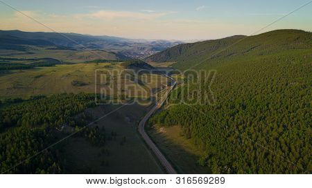 Aerial View Of The Road Of Lake Baikal