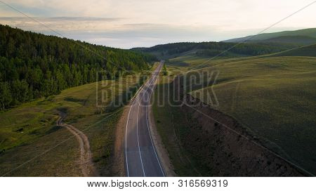 Aerial View Of The Road Of Lake Baikal