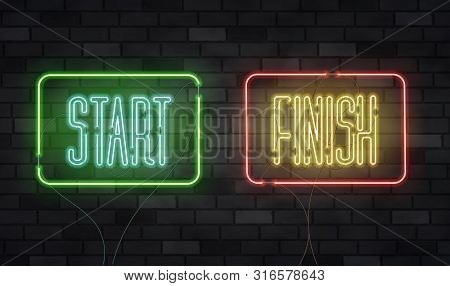 Realistic Vector Set Neon Sign Of Game Logo For Template Decoration And Covering On The Background W