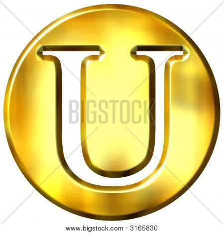 3D 金色字母 U