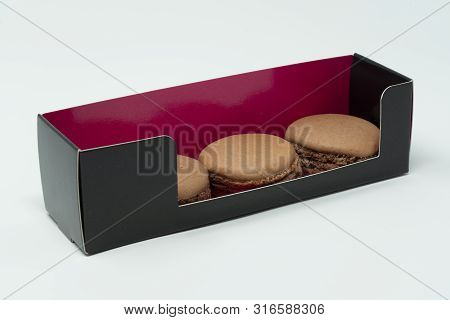 Three Yummy French Salted Butter Caramel Macaroons In Their Box