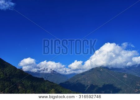 The Mountains And Clear Sky In Bhutan