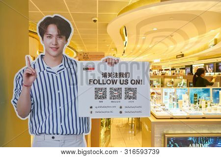 SINGAPORE - CIRCA APRIL, 2019:  life size cutout seen at Changi International Airport. 