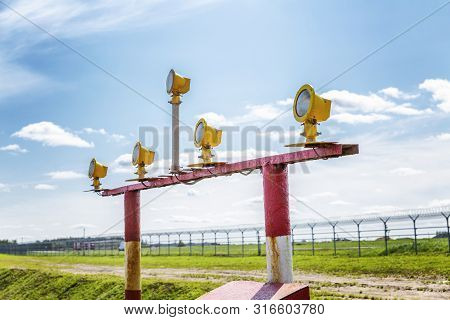 Bioacoustic Bird Scarer At The Airport Against A Bright Minego Sky. Sound Control. Close-up.