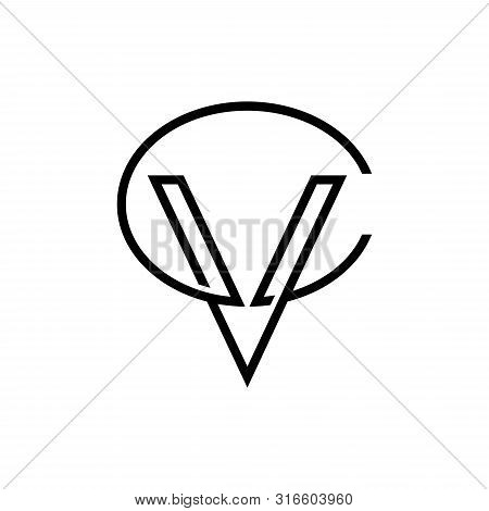 Cv/vc Initial Letter Logo.line Art Style.monogram Icon Vector.modern Design