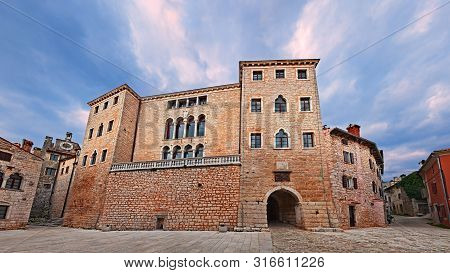 Bale, Istria, Croatia: the ancient castle Soardo-Bembo in the main square of the picturesque Croatian village near Rovinj